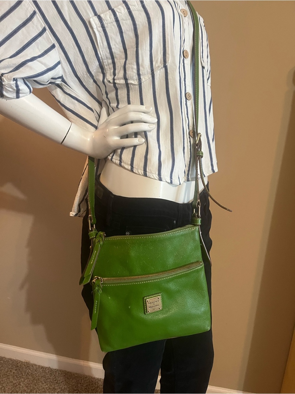 Dooney & Bourke Lime Green Leather Crossbody Bag